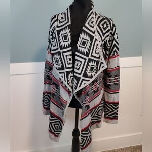 Aztec Print Waterfall Cardigan Small Cotton